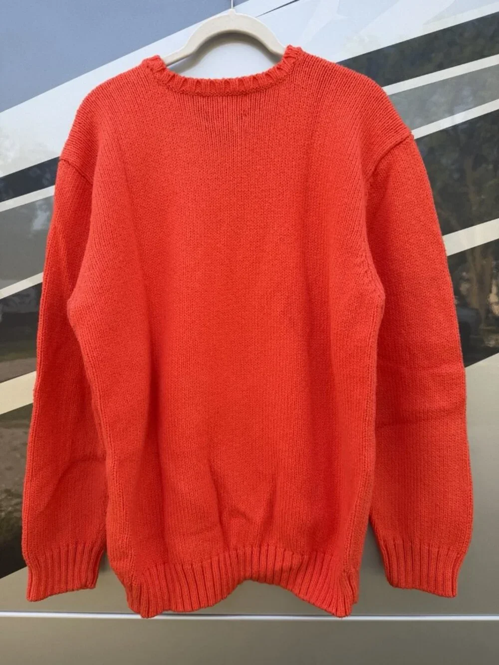 Vintage 80s Hunt Club orange oversized fisherman sweater Japan L preppy neon